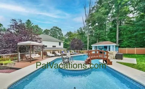 Private pool in backyard