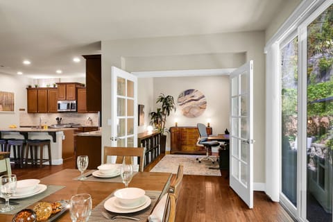 Looking tpwards kitchen and office from dining room.