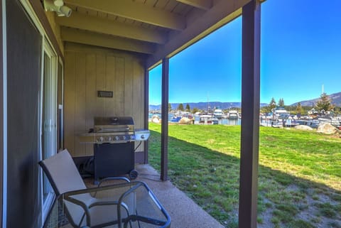Lower patio with views of the marina