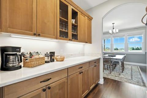 Coffee, tea and drinking chocolate bar! Formal dining room with seating for six.
