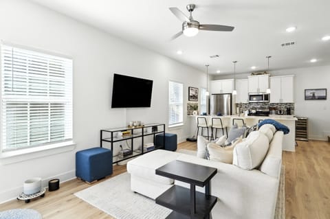 spacious living room with airbed