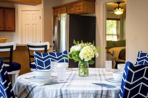 Comfortable dining for four.