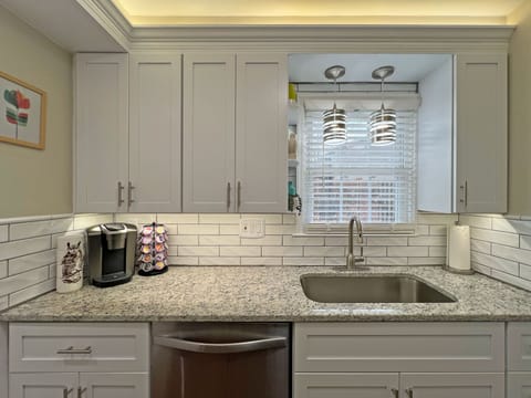 Kuerig coffee station, under cabinet LED lighting