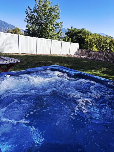 Hot Tub with jets going, and good size backyard for enjoying 