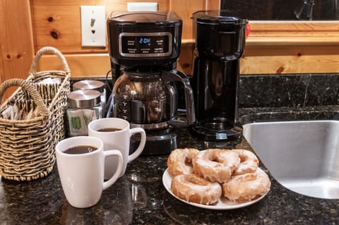 Morning coffee + the sound of the creek flowing by ☕