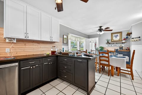 Spacious Kitchen | Stainless Steel Dishwasher, Island Prep Space & Mixer