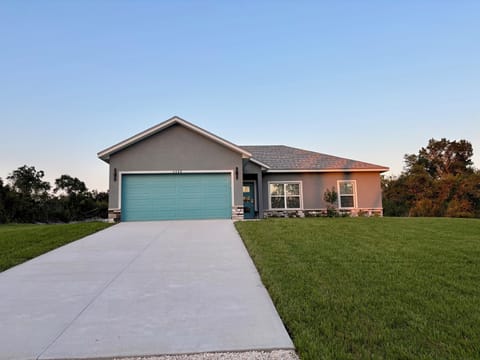 Newly built home on an acre lot.