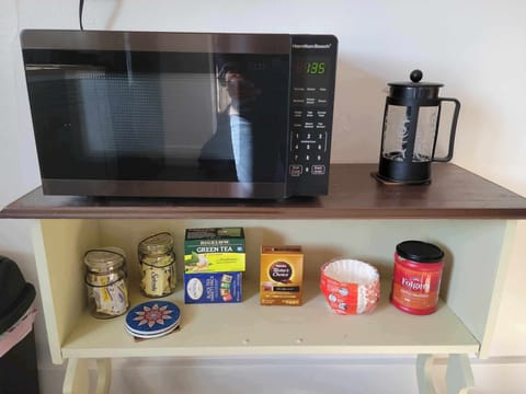 Microwave, coffee/tea bar