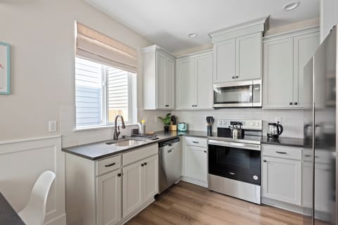 Kitchen with stainless steel appliances