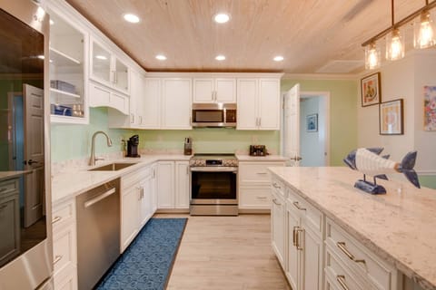 A bright, fully equipped kitchen ready for cooking and gathering.