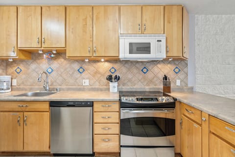 Bright and large kitchen.
