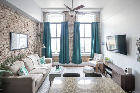 Comfortable living room overlooking Broughton Street