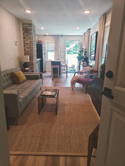 Modern clean open concept mid-century modern style living room dining 