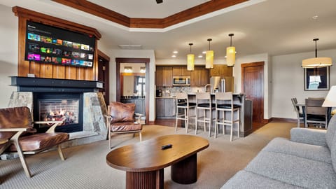 Inviting fireplace with mounted TV in a relaxing open layout