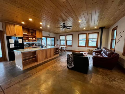 Kitchen and living room area.