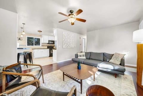 Plenty of seating and large windows that light up the room