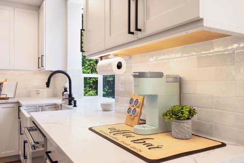 Coffee bar station – Start your mornings with a Keurig and everything you need for a fresh brew.