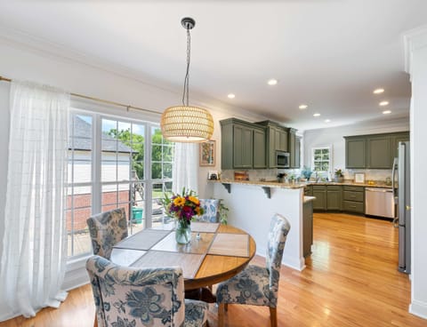 Kitchen area with work space, and additional table seating