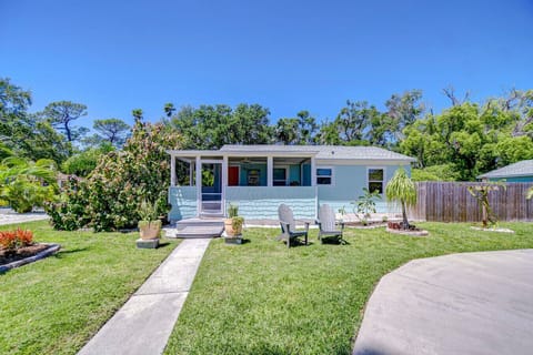 Our little bungalow has been tastefully renovated inside and out with lush landscaping and many original art pieces inside