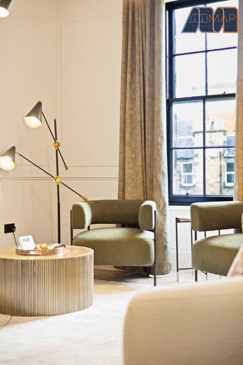 Coffee table setup for two to suit both leisure and productivity.