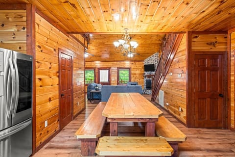 Gather ‘round our picnic-style dining table, where rustic charm meets homey comfort. Perfect for group meals, game nights, or morning pancakes, this casual setup invites laughter, connection, and plenty of shared memories.