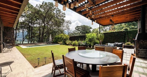 Outdoor furniture with lake views