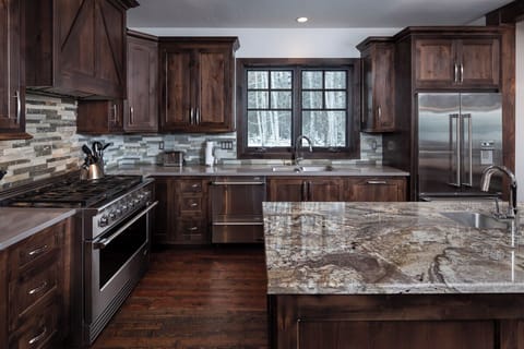 kitchen with additional dining & prep island