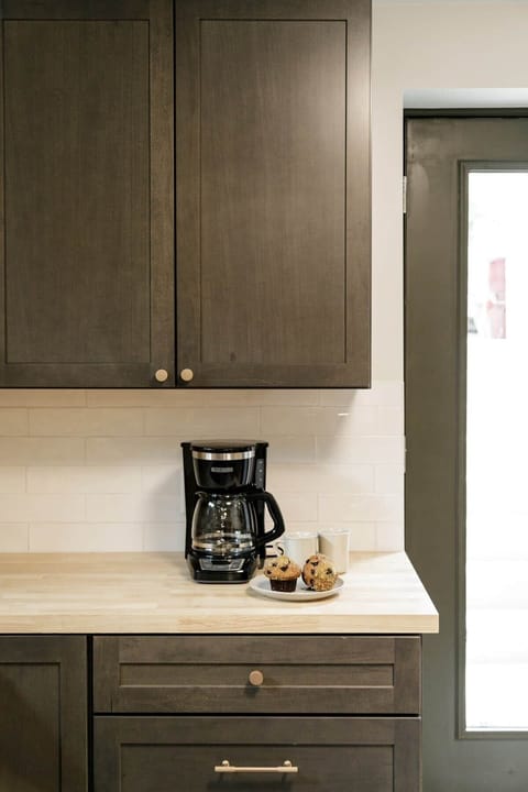 Our fully equipped kitchen comes with a drip coffee maker to get you up in the morning!