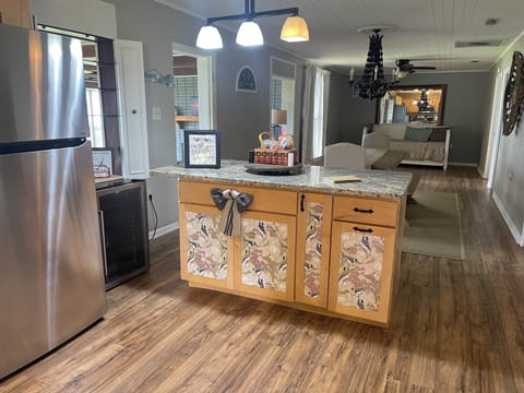 Kitchen bar- two stools on other side