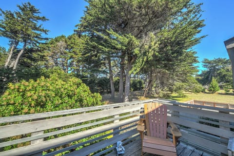 Upper level deck with view of courtyard and adjoining Gualala Point County Park