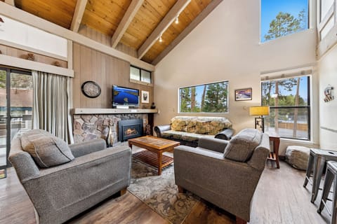 Your family will gather in the living room, sharing stories by the warm fireplace after Tahoe adventures.