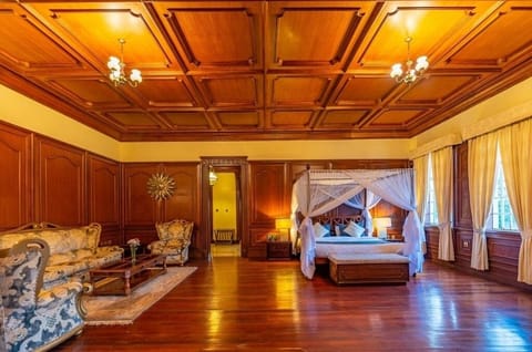 Arrive to a majestic heritage suite with expansive, polished floors.