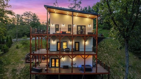 Aerial Drone Shot of the Cabin at Sunset