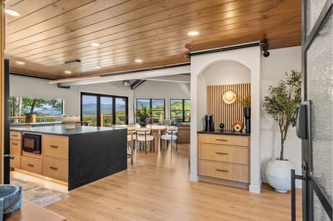 Open concept with stunning mountain views out every window. 