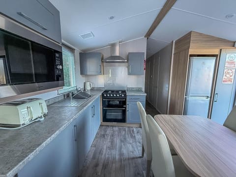 Modern kitchen in this stunning caravan