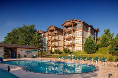 Enjoy a spacious pool deck with sweeping views of the community.