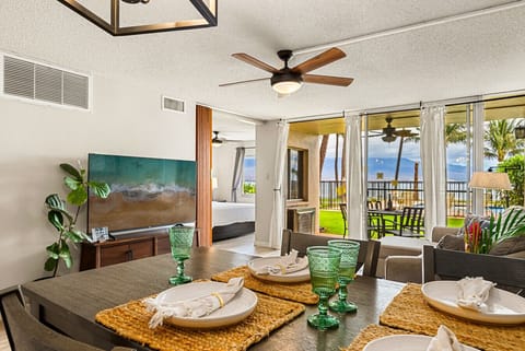 Island Paradise Awaits! 🏝️✨ Unwind in this oceanfront oasis featuring stylish dining, a cozy lounge, and a private patio with breathtaking coastal views. Your ultimate tropical escape is just a step away! 🌊☀️🥂