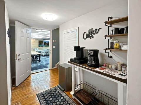 Fully stocked coffee bar as you head in from or to exploring the area