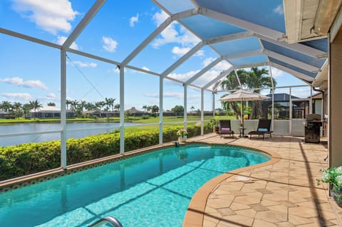 Pool Facing a Lake where you can see some of Florida's Wildlife