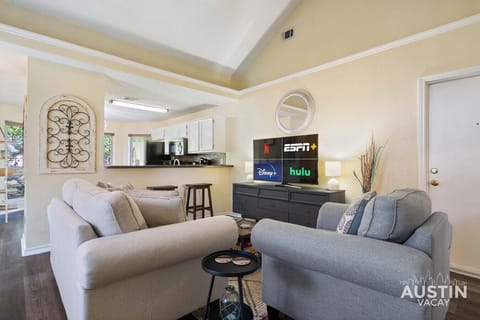 Living room meets kitchen because snacks should never be more than 10 steps away.