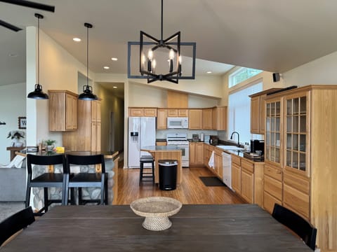 Dining room opens to the kitchen.