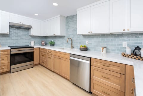 Remodeled kitchen, with Quartz counters and LVP Flooring