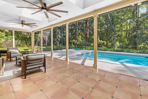 Beautiful screened outdoor living area with pool (screen = no bugs!)
