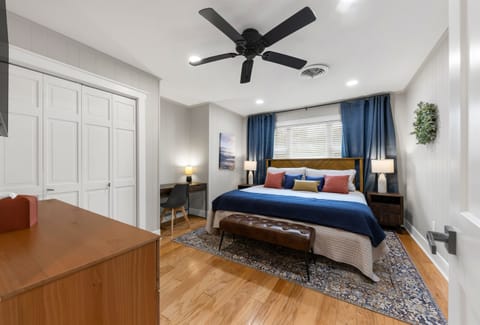 Sleep, work, and unpack with ease in the master bedroom