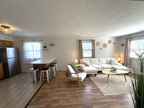 Dining area close to living room and kitchen