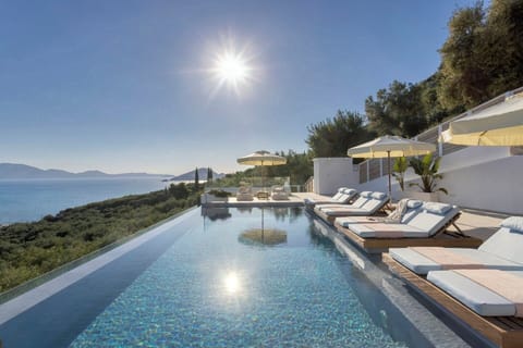 Amiddalia's beautiful infinity pool with its magical views over Keri Bay.