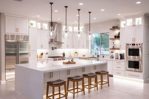 Dream chef's kitchen with oversized island, and proffessional appliances