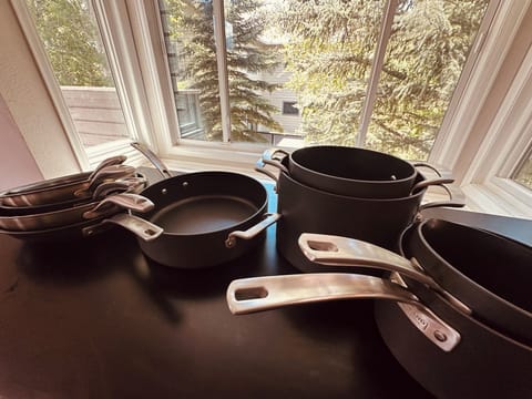 Cookware galore. Every size and shape available for your every cooking need. 