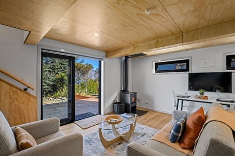 Chalet living room: Log burner & heat pump. Making it hard to leave!
