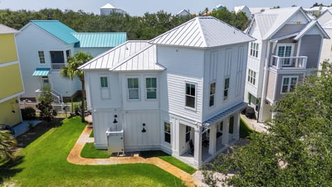 Aerial view of the exterior and nearby surroundings.